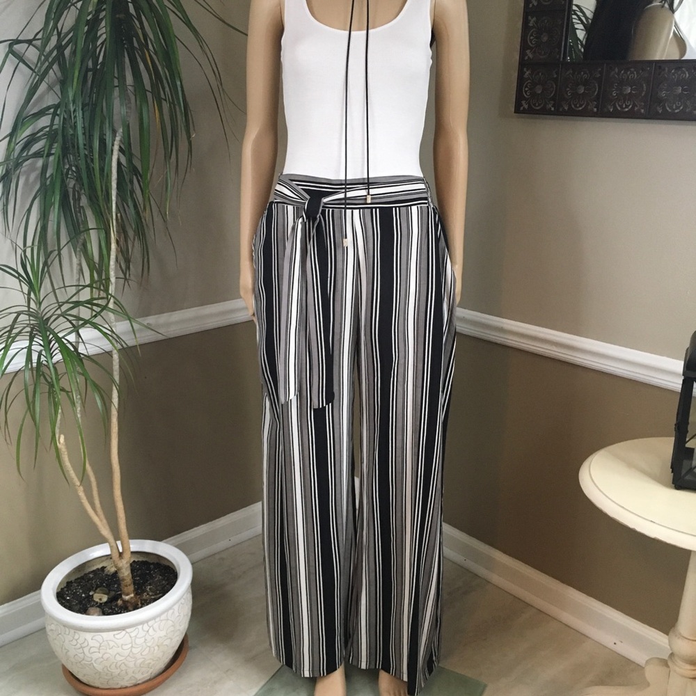 STRETCH  SMOCK WAIST WIDE LEG PANTS with POCKETS - Picture 4 of 15
